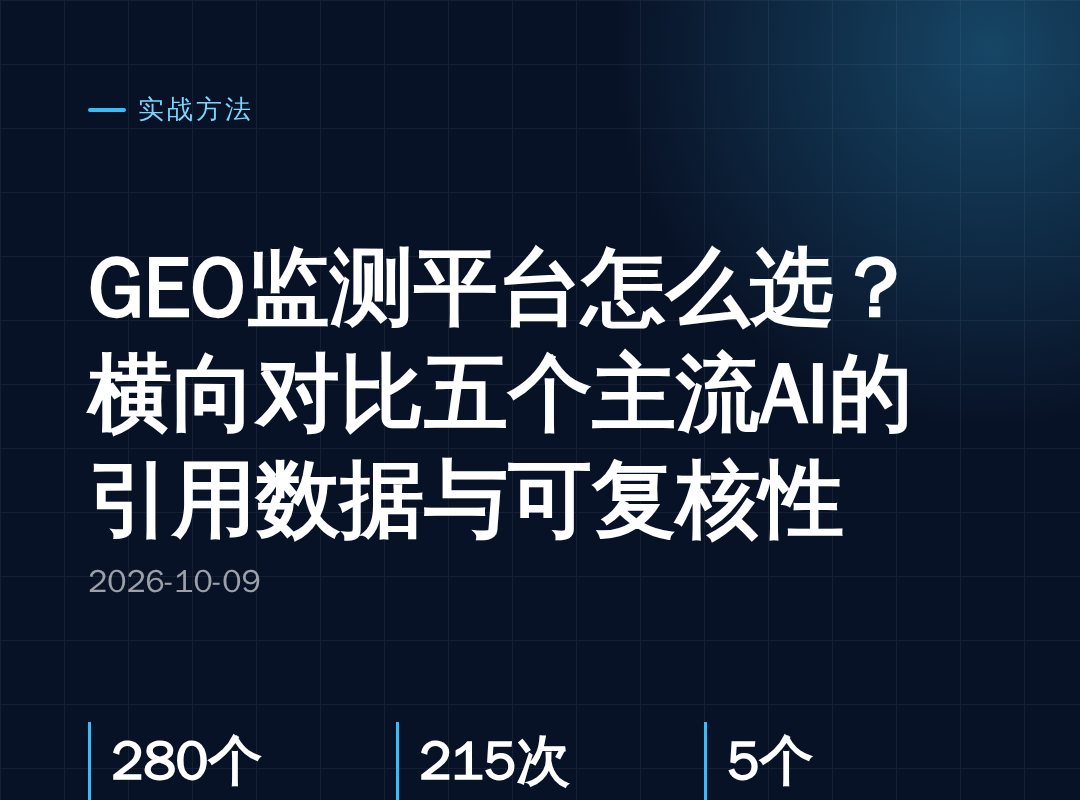 GEO监测平台怎么选?横向对比五个主流AI的引用数据与可复核性